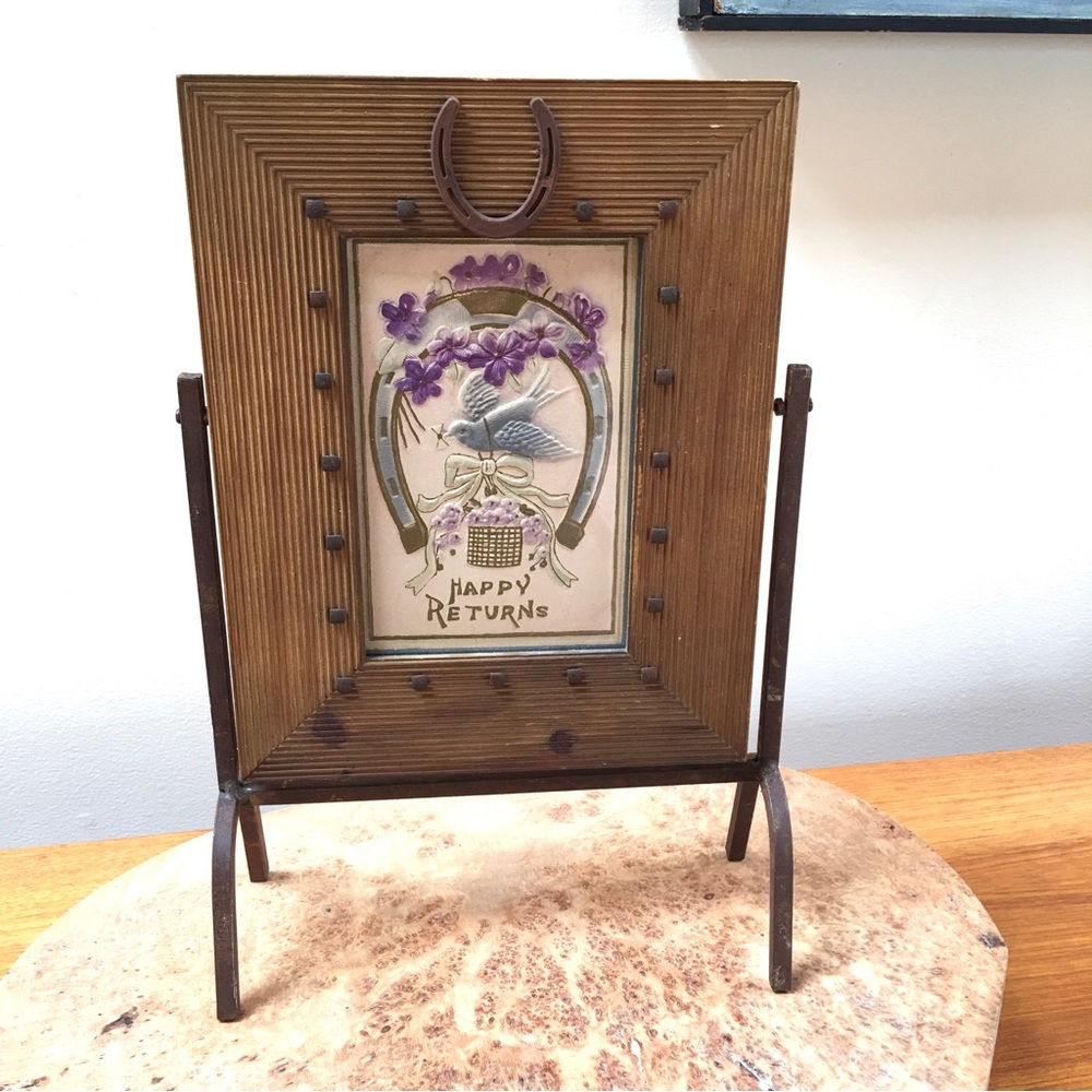 Vintage Postcard in Horseshoe Frame